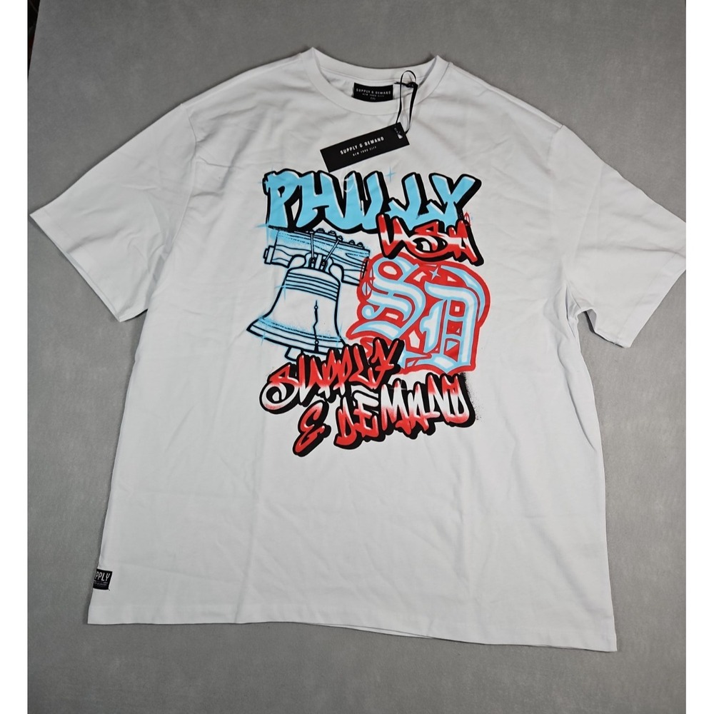 Supply & Demand Mens White Philly USA Graphic T Shirt Size XXL NWT